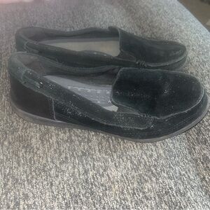 Crocs Walu Shimmer LeatherBlack‎ Slip On Loafers Women's  Size 9 202303